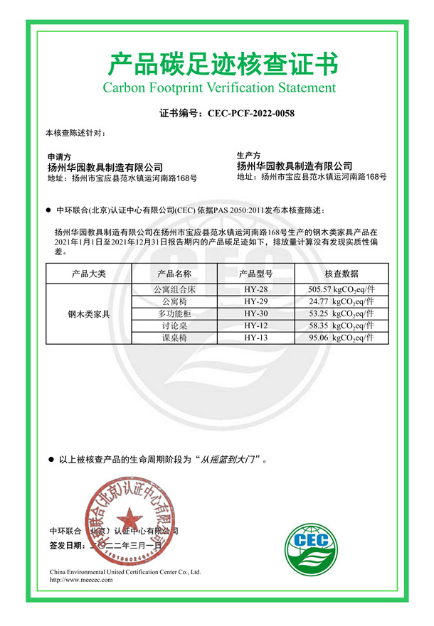 扬州华园教具制造有限公司-CEC-PCF-2022-0058