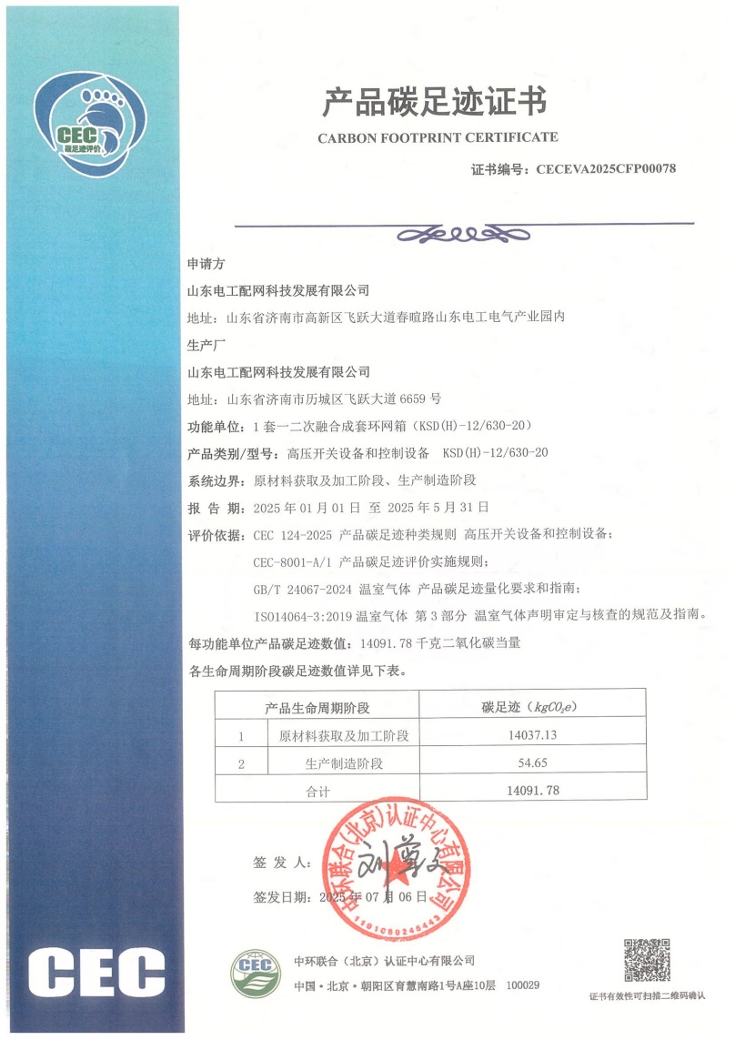 山东电工配网科技发展有限公司-CECEVA2025CFP00078